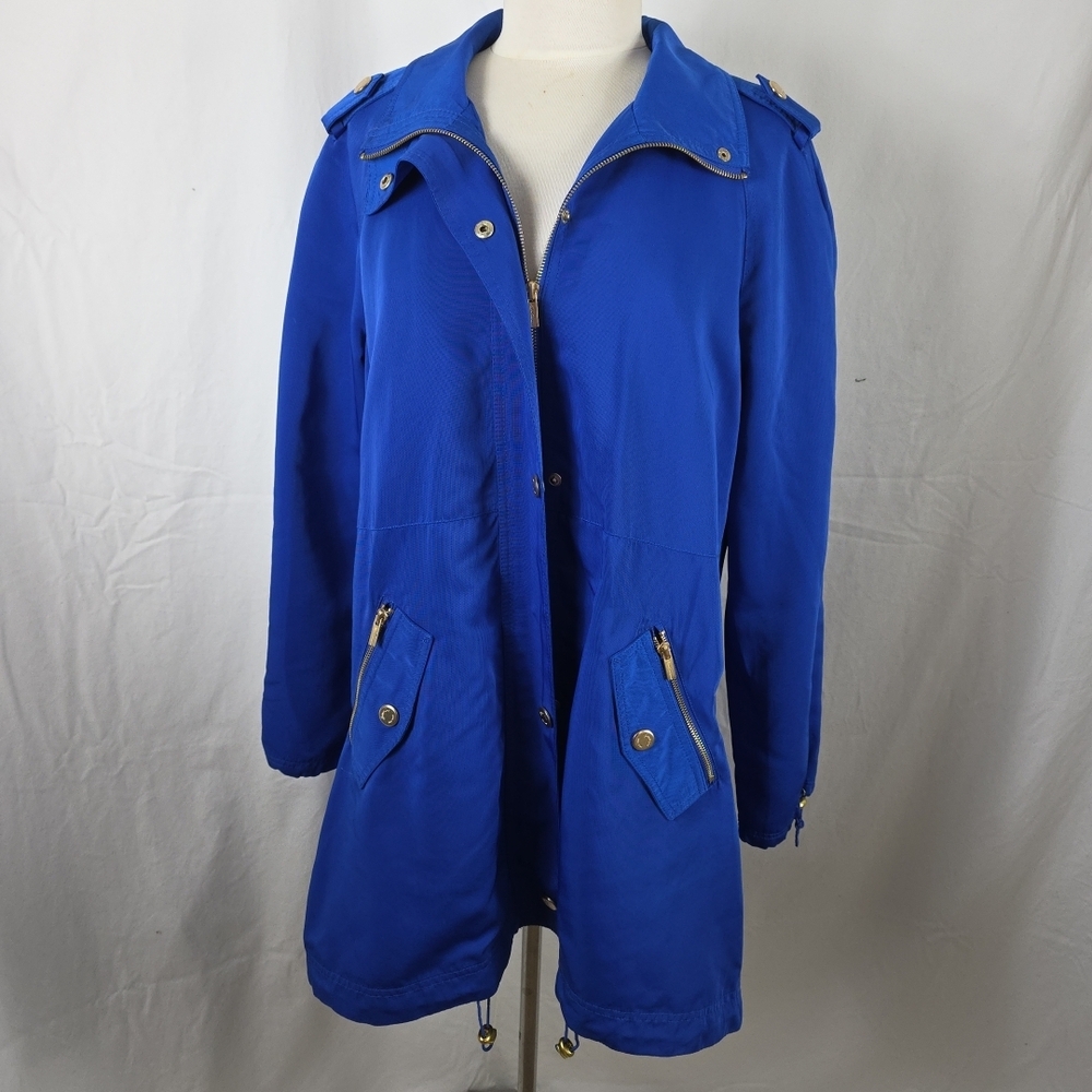 Kenneth Cole Bright Blue Raincoat Jacket Womens M Travel